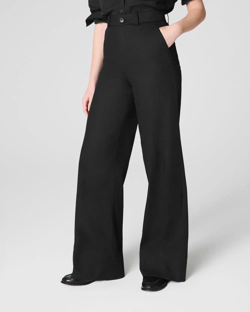 Tummy Control Stretch Twill Wide Leg Pant