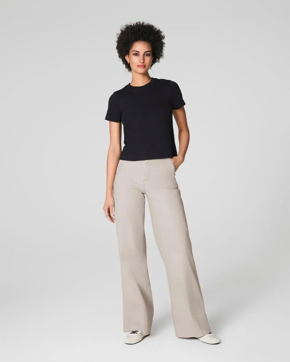 Tummy Control Stretch Twill Wide Leg Pant